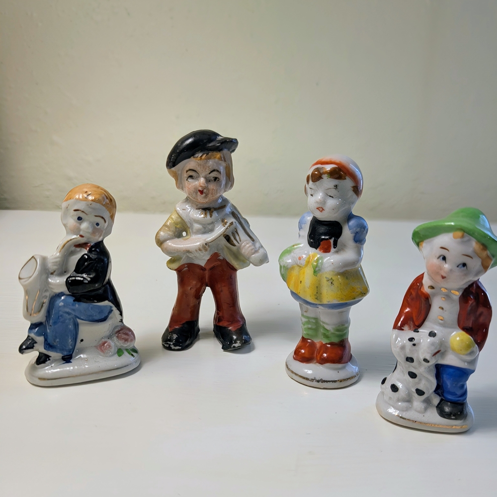 - Adorable Vintage Ceramic Figurines Set of 4 - Made In Japan & Occupied Japan